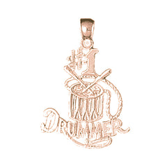 14K or 18K Gold #1 Drummer Saying Pendant