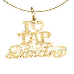 14K or 18K Gold I Love Tap Dancing Saying Pendant