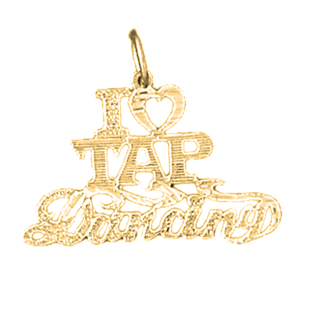 14K or 18K Gold I Love Tap Dancing Saying Pendant