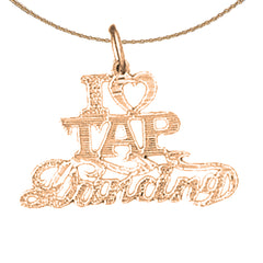 Colgante con texto "I Love Tap Dancing" de oro de 14 quilates o 18 quilates