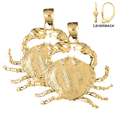 Sterling Silver 35mm Crab Earrings (White or Yellow Gold Plated)