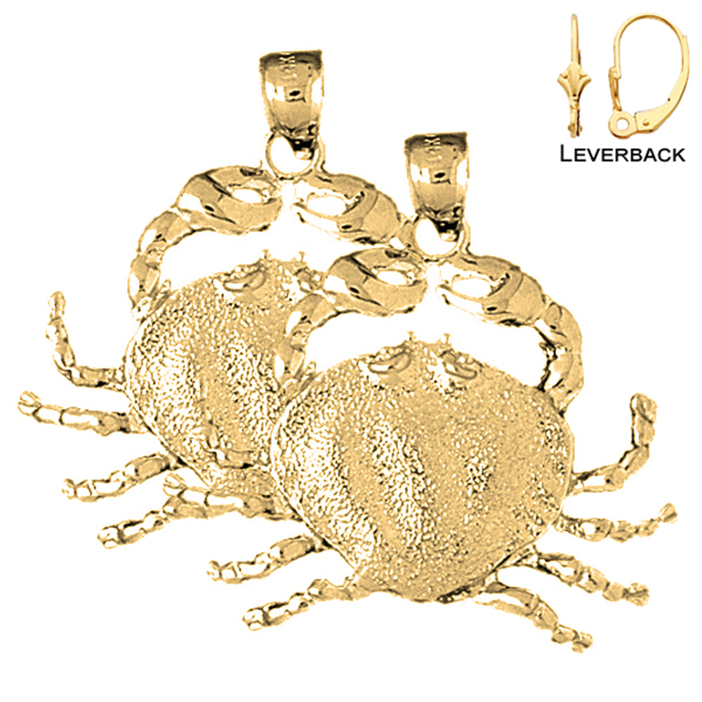 14K or 18K Gold Crab Earrings