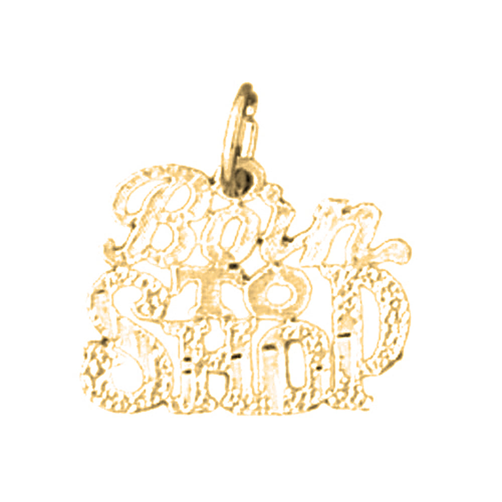 14K or 18K Gold Born To Shop Saying Pendant