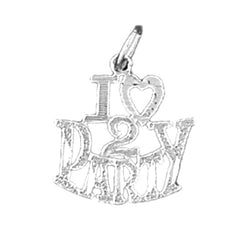 14K or 18K Gold I Love 2 Party Saying Pendant