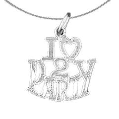 14K or 18K Gold I Love 2 Party Saying Pendant