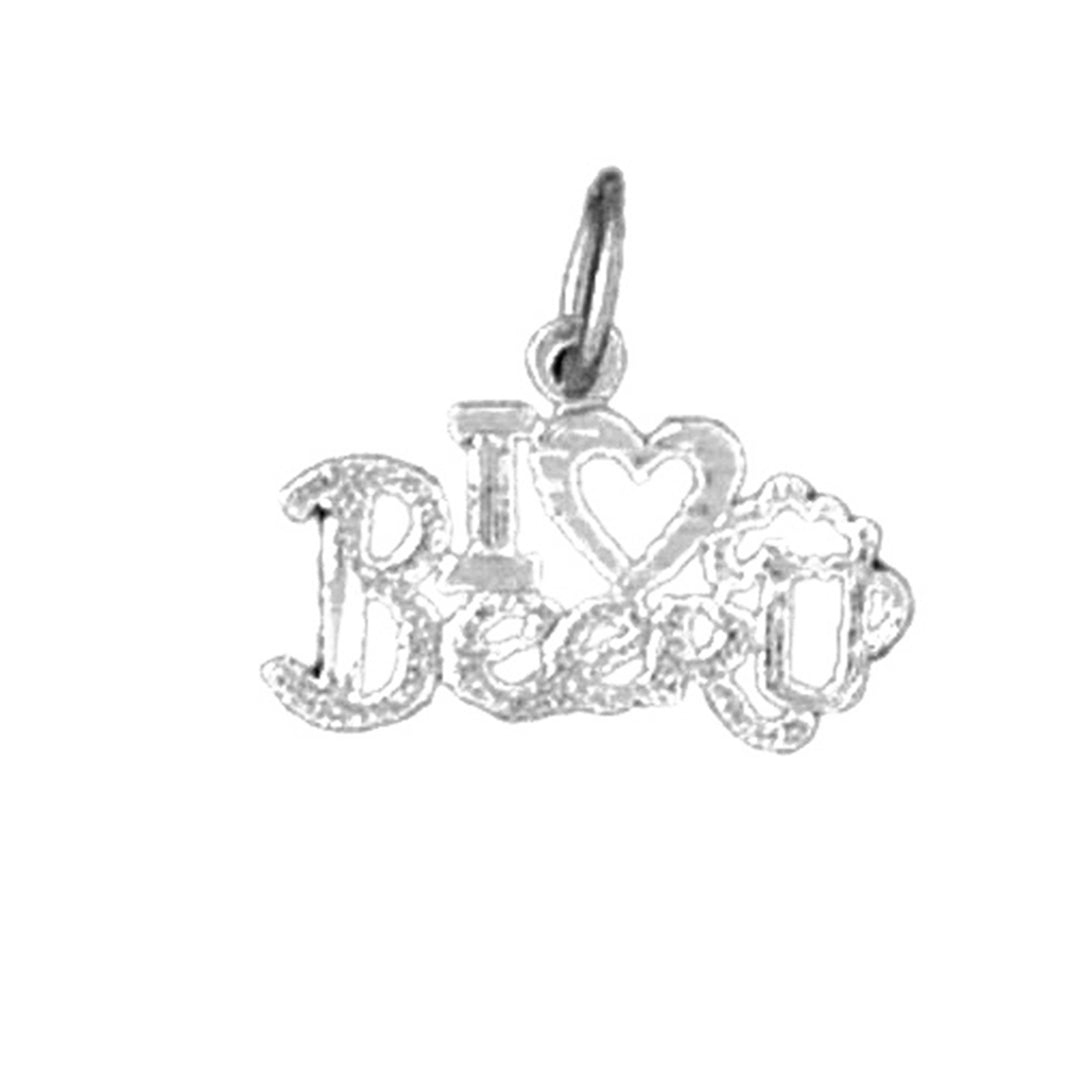 14K or 18K Gold I Love Beer Saying Pendant