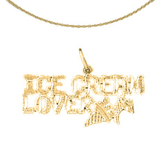 14K or 18K Gold Ice Cream Lover Saying Pendant