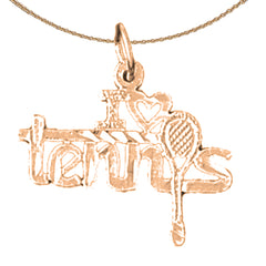 Colgante I Love Tennis de oro de 14 quilates o 18 quilates