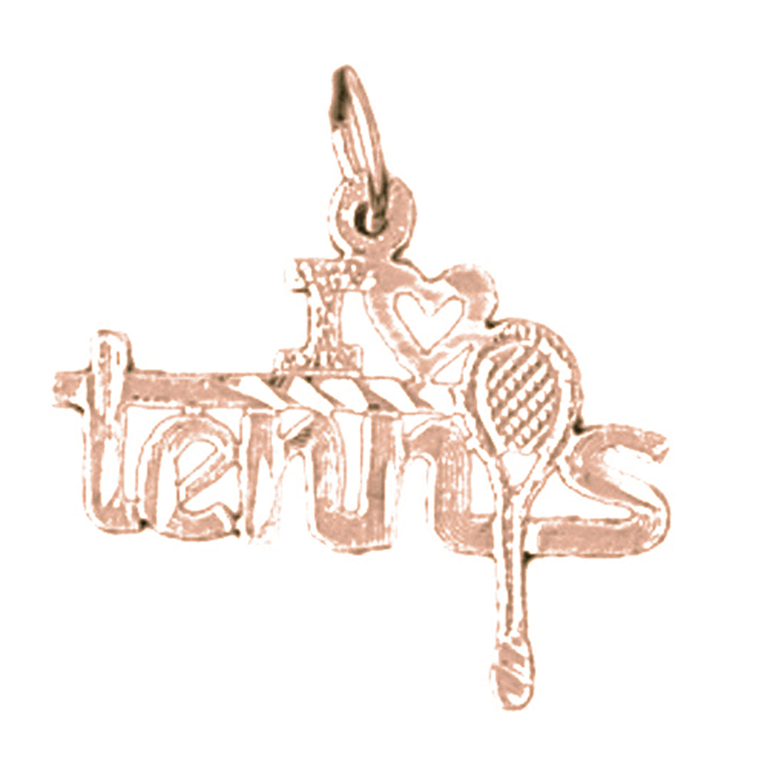 14K or 18K Gold I Love Tennis Pendant