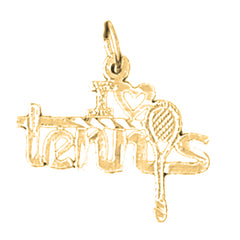 14K or 18K Gold I Love Tennis Pendant