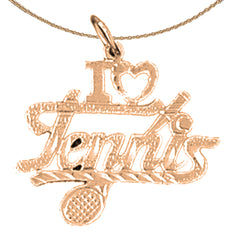 14K or 18K Gold I Love Tennis Pendant