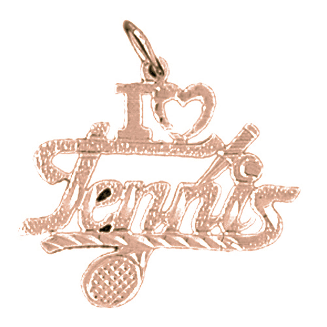 14K or 18K Gold I Love Tennis Pendant