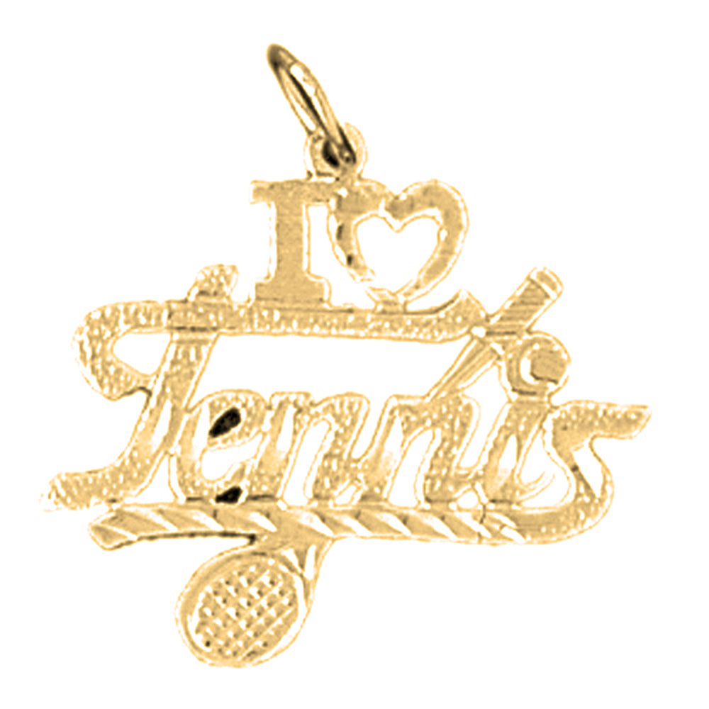 14K or 18K Gold I Love Tennis Pendant