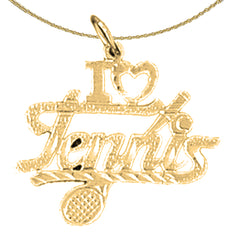 14K or 18K Gold I Love Tennis Pendant