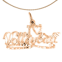 14K or 18K Gold I Love Volleyball Pendant