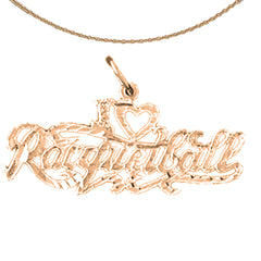 14K or 18K Gold I Love Racquet Ball Pendant