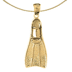 10K, 14K or 18K Gold Scuba Fin 3D Pendant