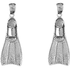 Sterling Silver 34mm Scuba Fin 3D Earrings