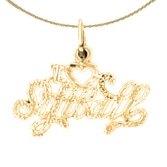 14K or 18K Gold I Love Softball Pendant