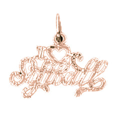 14K or 18K Gold I Love Softball Pendant