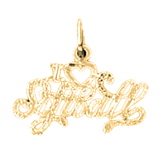 14K or 18K Gold I Love Softball Pendant