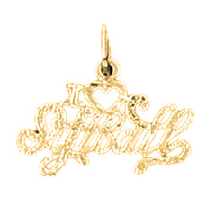 14K or 18K Gold I Love Softball Pendant