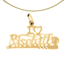 14K or 18K Gold I Love Baseball Pendant