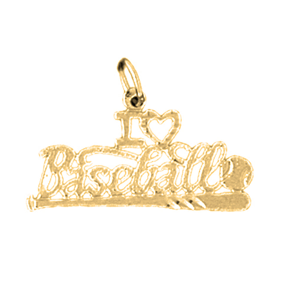 14K or 18K Gold I Love Baseball Pendant