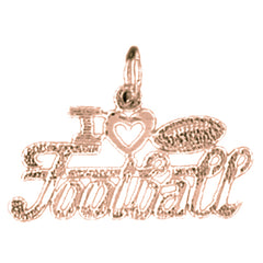 14K or 18K Gold I Love Football Pendant