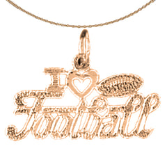 Colgante I Love Football de oro de 14 quilates o 18 quilates