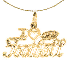 14K or 18K Gold I Love Football Pendant