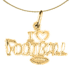 14K or 18K Gold I Love Football Pendant