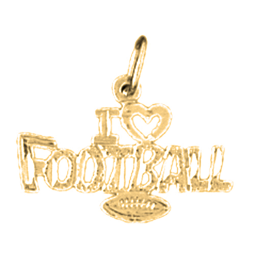 14K or 18K Gold I Love Football Pendant