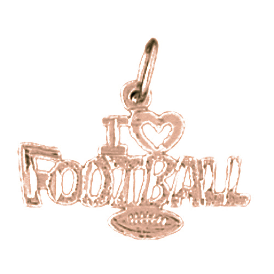 14K or 18K Gold I Love Football Pendant