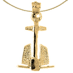 14K or 18K Gold Anchor 3D Pendant