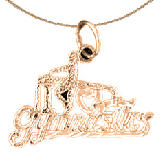 14K or 18K Gold I Love Gymnastics Pendant