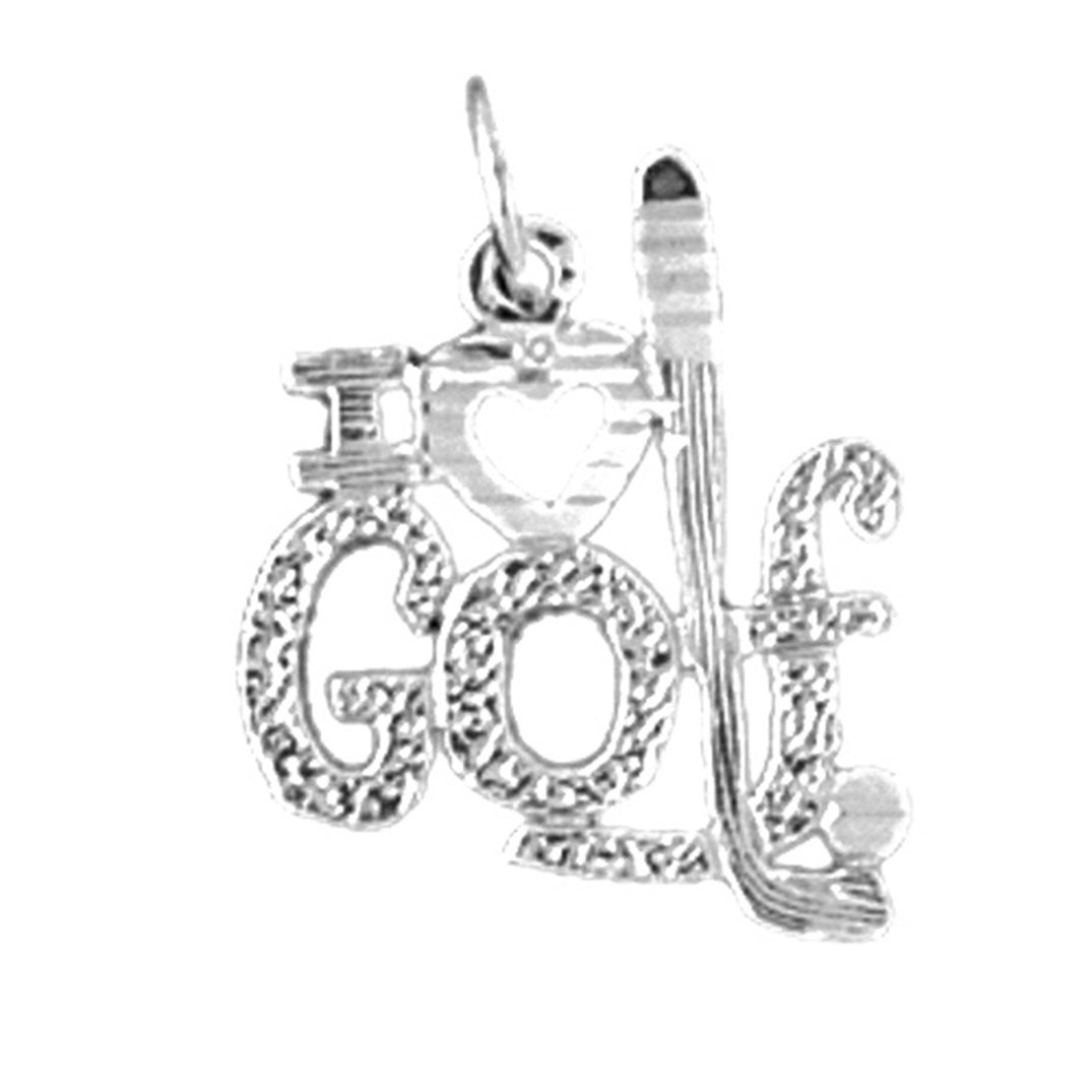 14K or 18K Gold I Love Golf Pendant