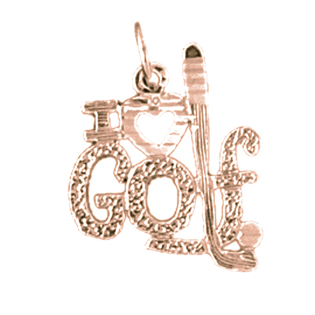 14K or 18K Gold I Love Golf Pendant