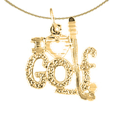 14K or 18K Gold I Love Golf Pendant