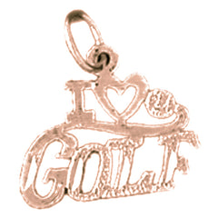 14K or 18K Gold I Love Golf Pendant