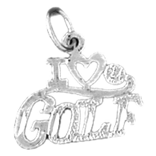 14K or 18K Gold I Love Golf Pendant