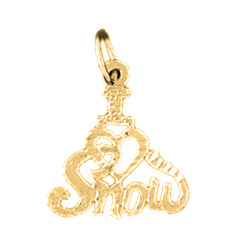 14K or 18K Gold I Love Snow Pendant