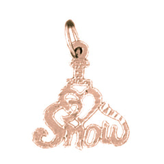 14K or 18K Gold I Love Snow Pendant