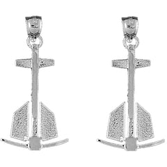 Sterling Silver 37mm Anchor 3D Earrings