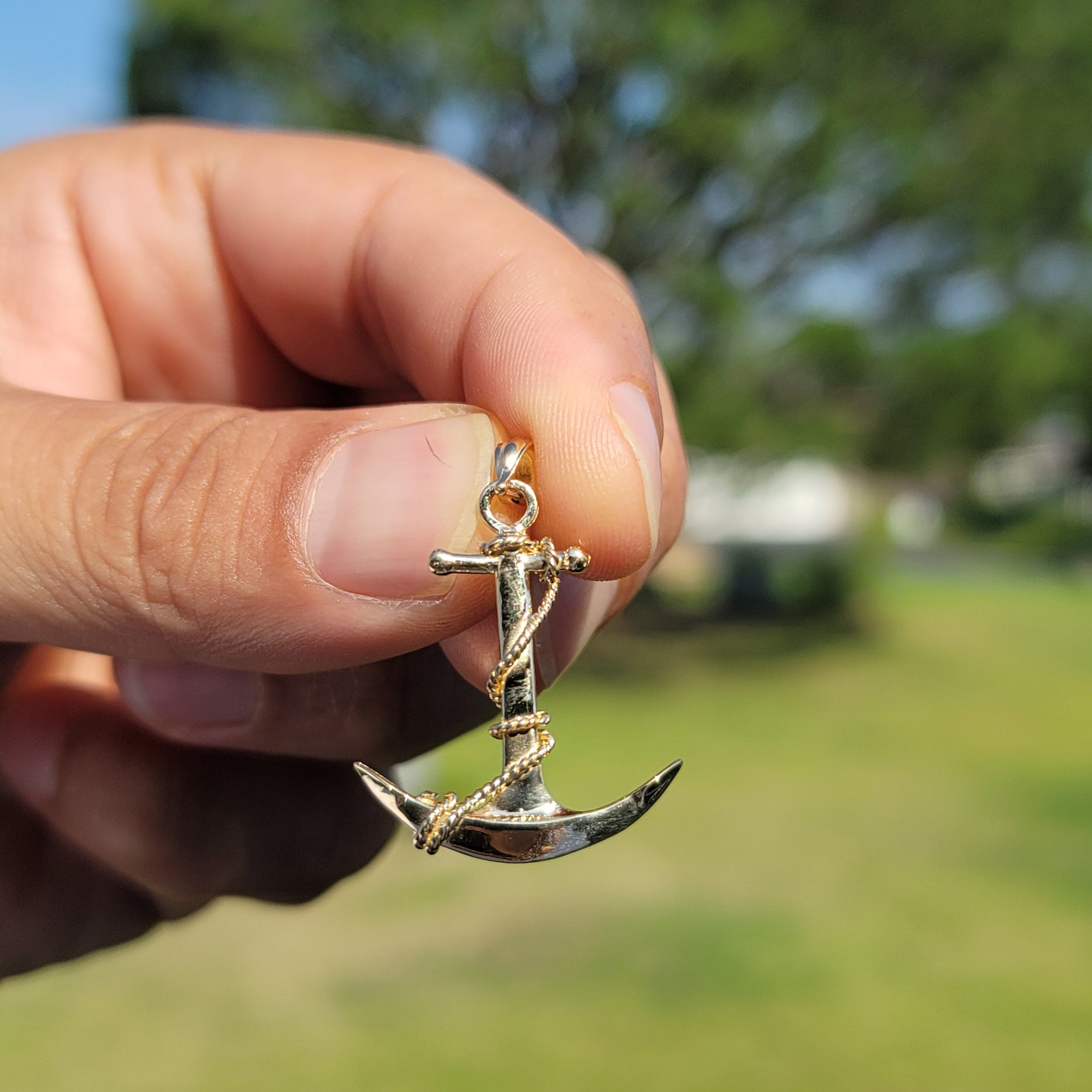 10K, 14K or 18K Gold Anchor 3D Pendant