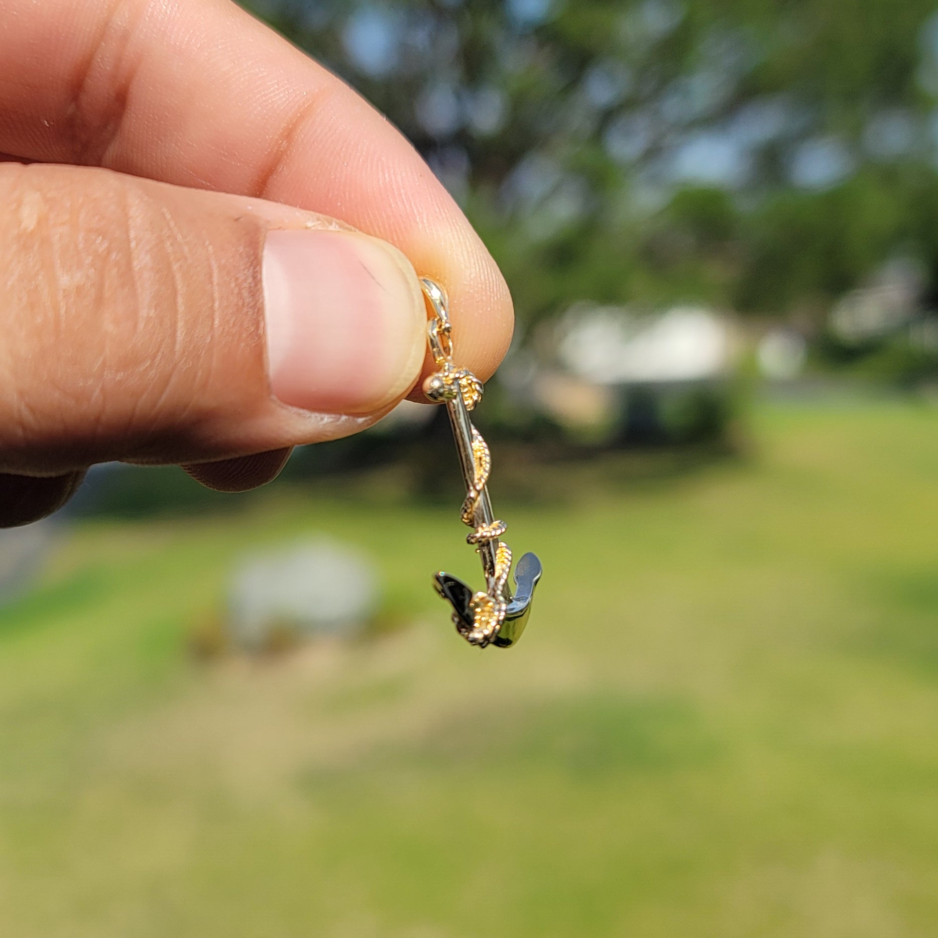 10K, 14K or 18K Gold Anchor 3D Pendant