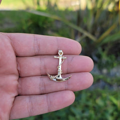 10K, 14K or 18K Gold Anchor 3D Pendant