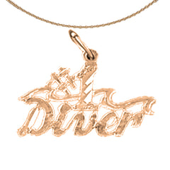 14K or 18K Gold #1 Diver Pendant