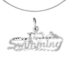 Colgante I Love Swimming de oro de 14 quilates o 18 quilates