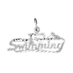 14K or 18K Gold I Love Swimming Pendant